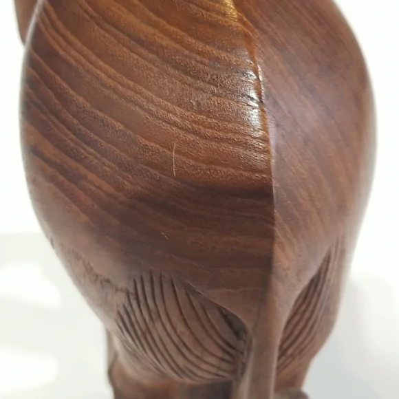 VINTAGE 14" Wooden Chunky Trunks Up Elephant on Attached Base - Picture 3 of 11